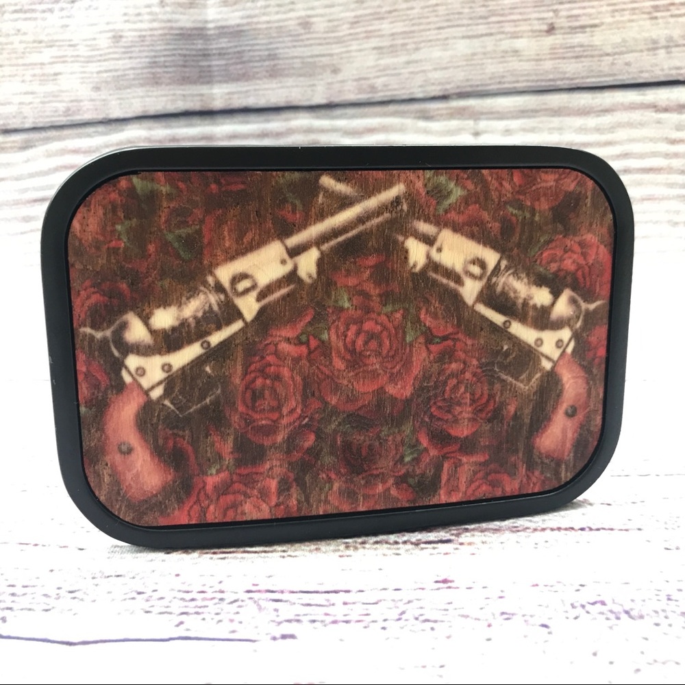 Gun and Roses FC Wood Belt Buckle Natural/Color